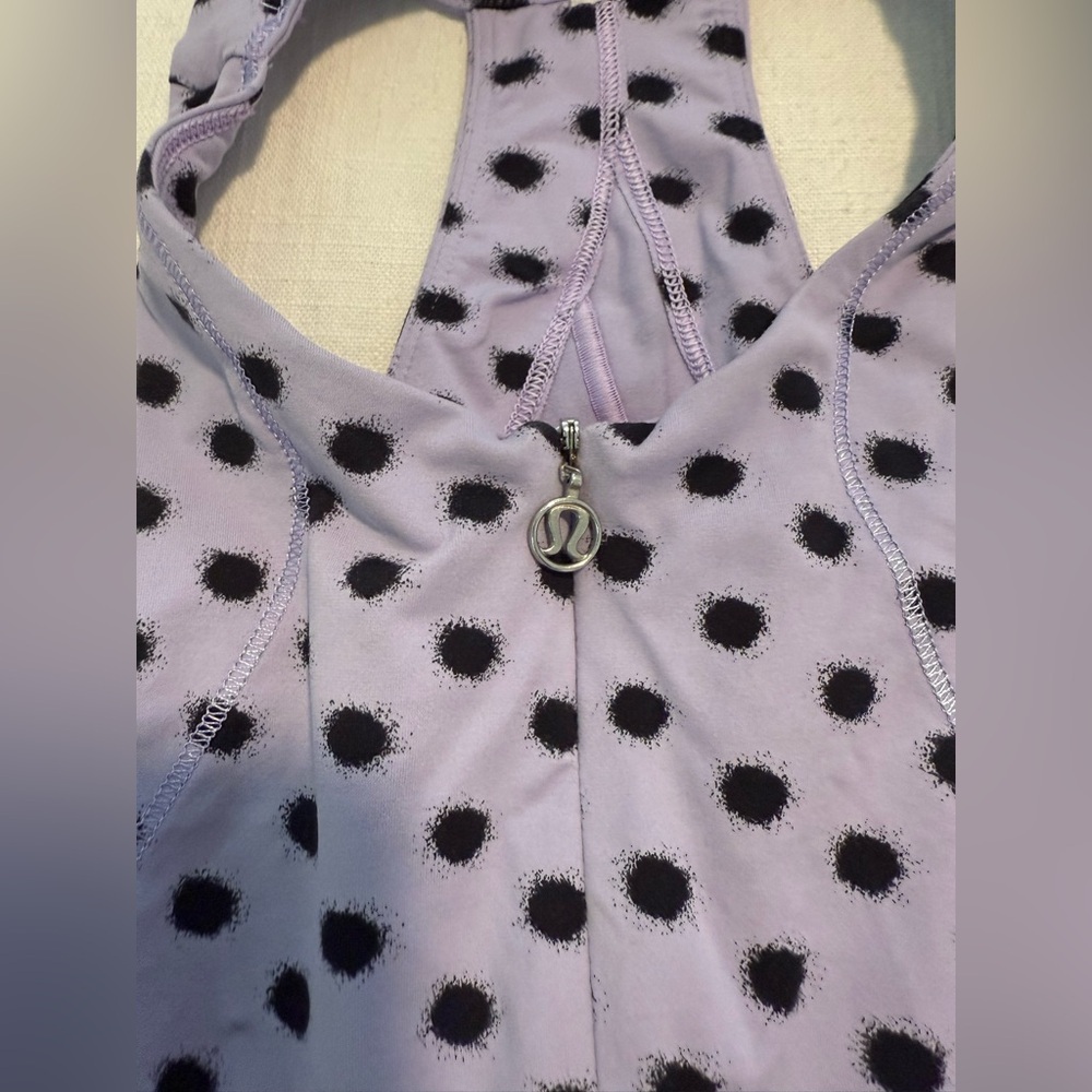 EUC Lululemon Velo Vixen High Neck Tank High Noon Lilac Black Dot 6 - Picture 7 of 8